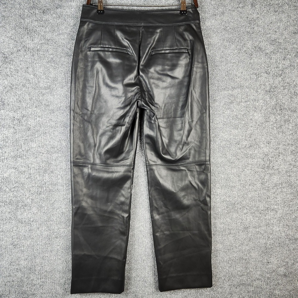 Banana Republic Pants Womens Black Faux Leather Straight Leg Size 6 High Rise - Picture 3 of 9